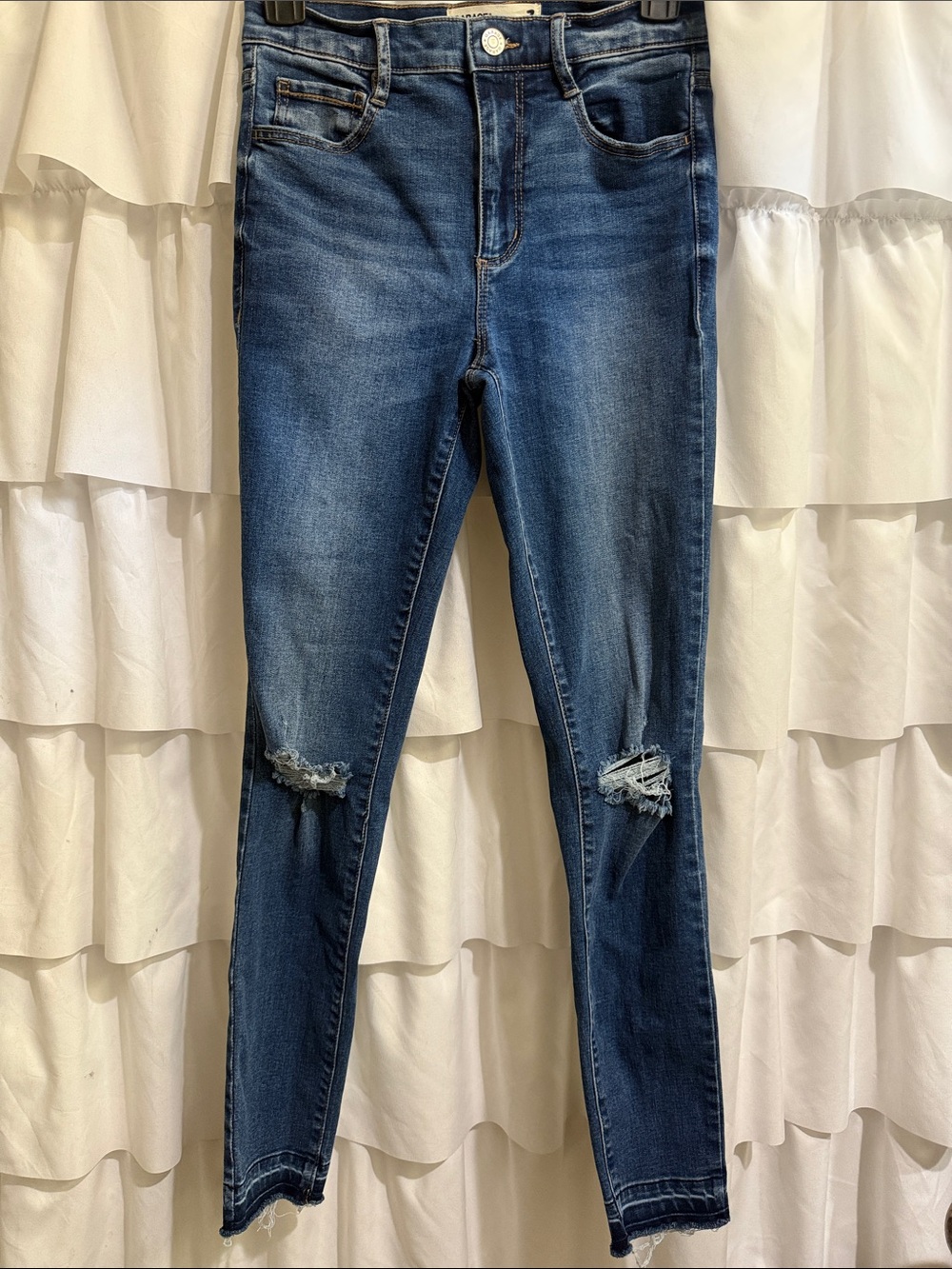 Garage Dark Blue Distressed Skinny Jeans